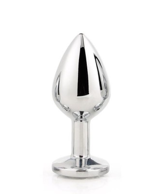 GLEAMING LOVE SILVER - Korek Analny z Kryształkiem - Bezbarwny - M