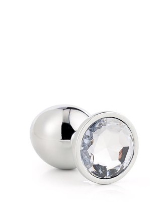 GLEAMING LOVE SILVER - Korek Analny z Kryształkiem - Bezbarwny - M