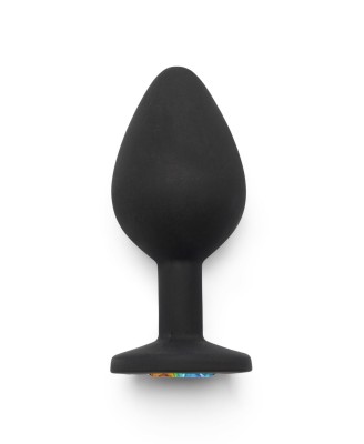 Rainbow Booty Jewel - Czarny Korek Analny z Kryształkiem - M