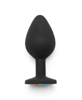Rainbow Booty Jewel - Czarny Korek Analny z Kryształkiem - M
