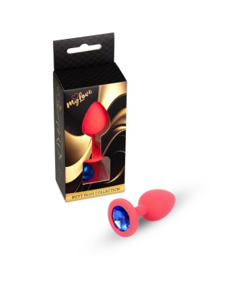 MyLove Toys - Czerwony Korek Analny z Kryształkiem - Granat - M
