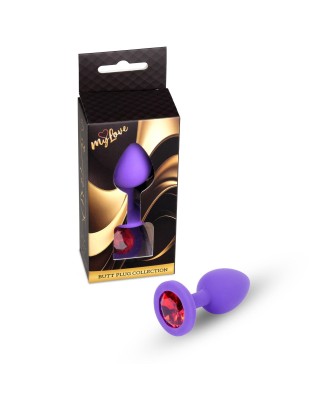 MyLove Toys - Fioletowy Korek Analny z Kryształkiem - Czerwony - M