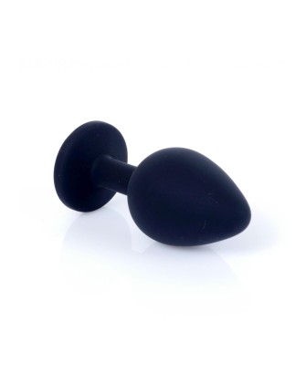 MyLove Toys - Czarny Korek Analny z Kryształkiem - Róż - M
