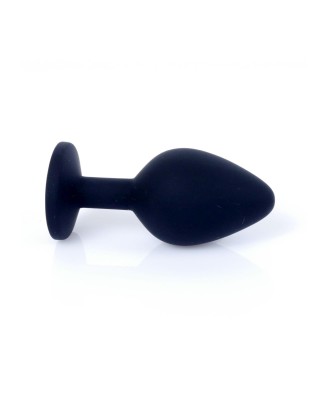 MyLove Toys - Czarny Korek Analny z Kryształkiem - Róż - M