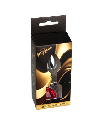 MyLove Toys - Jewellery Silver  Heart PLUG- Red