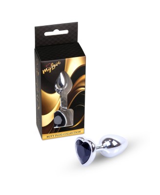 MyLove Toys - Jewellery Silver  Heart PLUG- Black