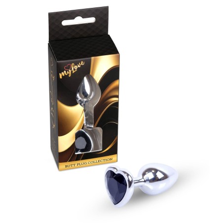 MyLove Toys - Jewellery Silver  Heart PLUG- Black