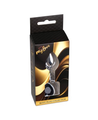 MyLove Toys - Jewellery Silver  Heart PLUG- Black