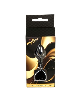 MyLove Toys - Jewellery Silver  Heart PLUG- Black