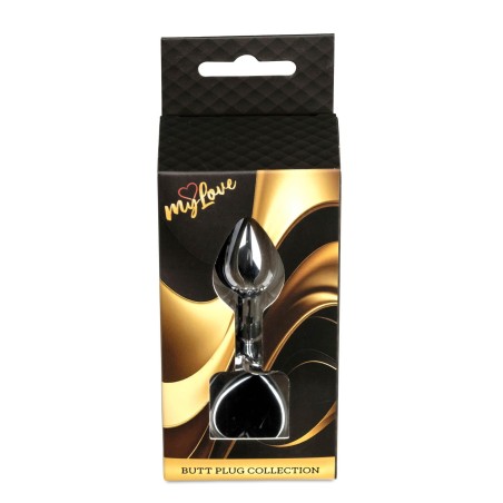 MyLove Toys - Jewellery Silver  Heart PLUG- Black