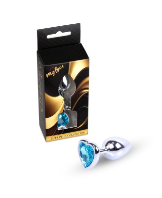 MyLove Toys - Jewellery Silver  Heart PLUG- Light Blue