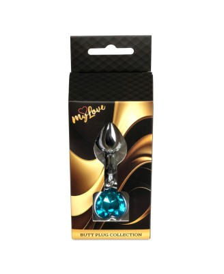 MyLove Toys - Jewellery Silver  Heart PLUG- Light Blue