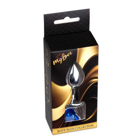 MyLove Toys - Jewellery Silver  Heart PLUG- Dark Blue