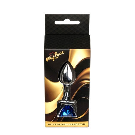 MyLove Toys - Jewellery Silver  Heart PLUG- Dark Blue