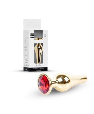Plug-Jewellery Gold BUTT PLUG- Red