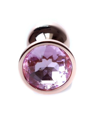 Korek Analny Rose Gold z Kryształkiem - Różowym