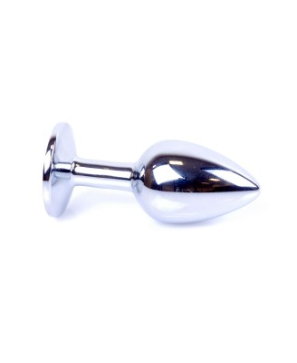 Srebrny Korek Analny z Kryształkiem - Czarny