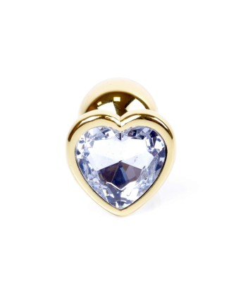Plug-Jewellery Gold  Heart PLUG- Clear