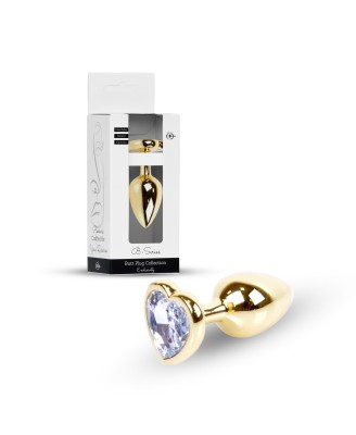 Plug-Jewellery Gold  Heart PLUG- Clear