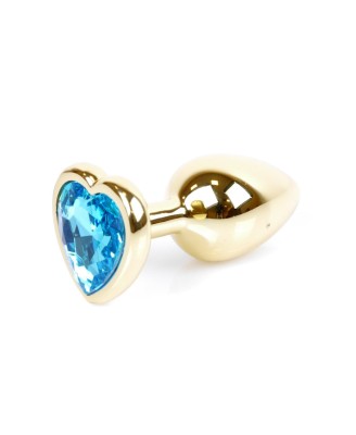 Plug-Jewellery Gold  Heart PLUG- Light Blue