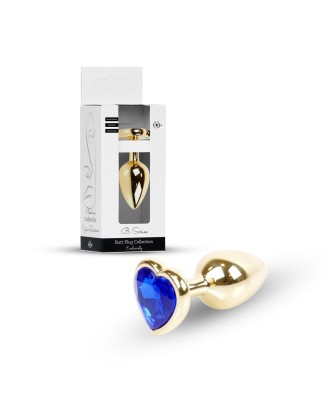 Plug-Jewellery Gold  Heart PLUG- Dark Blue