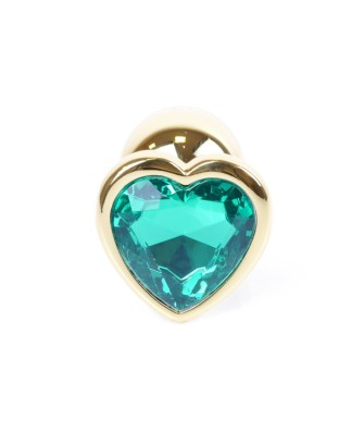 Plug-Jewellery Gold  Heart PLUG- Green
