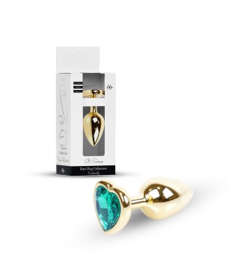 Plug-Jewellery Gold  Heart PLUG- Green