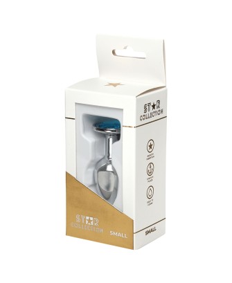 Star Collection - Silver Metal Anal Plug S - Light Blue Stone