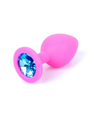 Plug-Jewellery Pink Silicon PLUG Medium- Light Blue Diamond