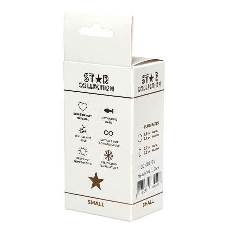 Star Collection - Black Silicone Anal Plug S - Clear Stone