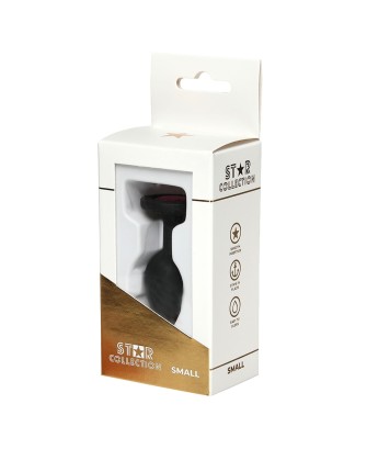 Star Collection - Black Silicone Anal Plug S - Pink Stone