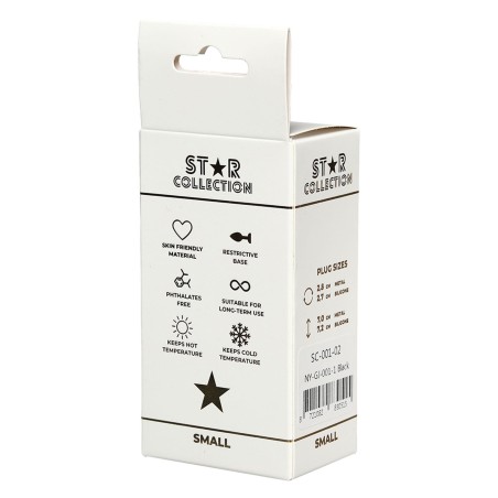 Star Collection - Black Silicone Anal Plug S - Pink Stone