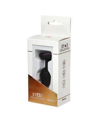 Star Collection - Black Silicone Anal Plug S - Light Pink Stone