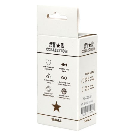 Star Collection - Różowy Silikonowy Korek Analny z Kryształkiem - Fioletowy - S