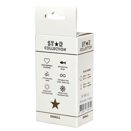 Star Collection - Fioletowy Silikonowy Korek Analny z Kryształkiem - Różowy - S