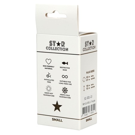 Star Collection - Fioletowy Silikonowy Korek Analny z Kryształkiem - Niebieski - S