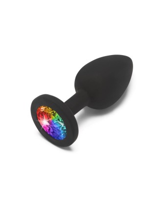 Rainbow Booty Jewel - Czarny Korek Analny z Kryształkiem