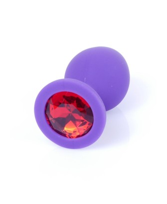Plug-Jewellery Purple Silicon PLUG Medium- Red Diamond