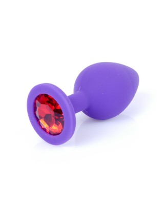 Plug-Jewellery Purple Silicon PLUG Medium- Red Diamond