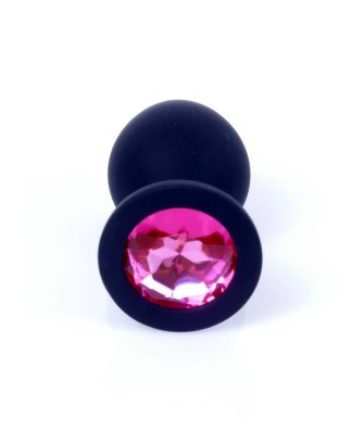 Plug-Jewellery Black Silicon PLUG Medium- Pink Diamond