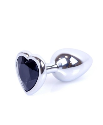 Plug-Jewellery Silver  Heart PLUG- Black