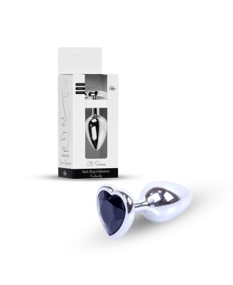 Plug-Jewellery Silver  Heart PLUG- Black
