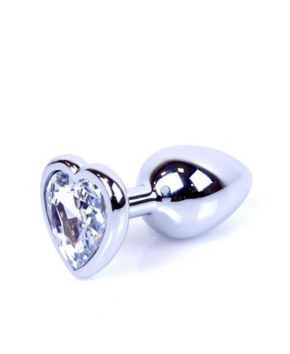 Plug-Jewellery Silver  Heart PLUG- Clear