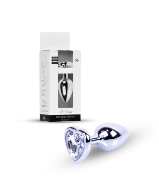Plug-Jewellery Silver  Heart PLUG- Clear