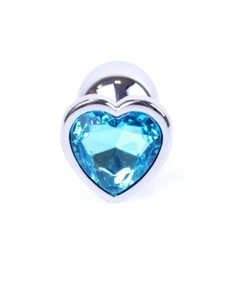 Plug-Jewellery Silver  Heart PLUG- Light Blue