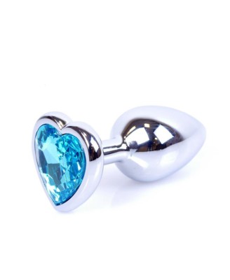 Plug-Jewellery Silver  Heart PLUG- Light Blue