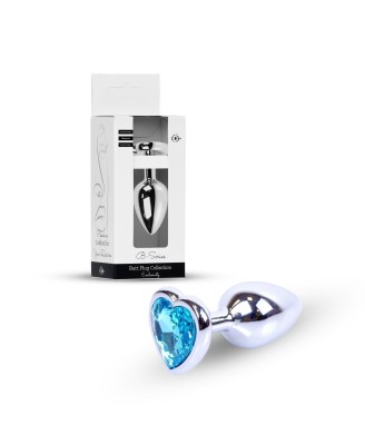 Plug-Jewellery Silver  Heart PLUG- Light Blue