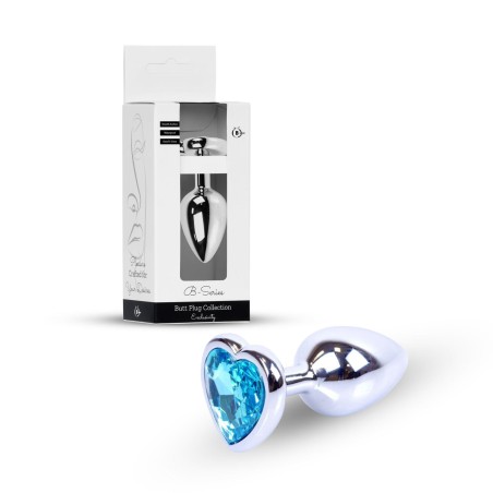 Plug-Jewellery Silver  Heart PLUG- Light Blue