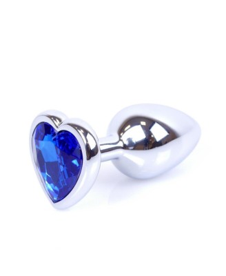 Plug-Jewellery Silver  Heart PLUG- Dark Blue
