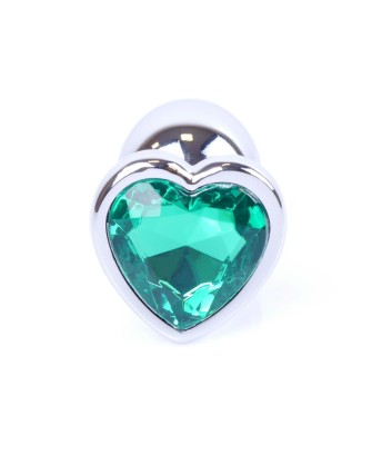 Plug-Jewellery Silver  Heart PLUG- Green